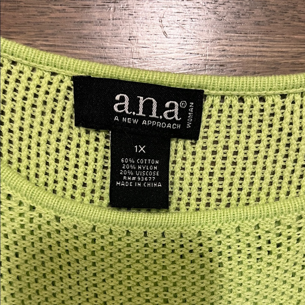 a.n.a Lime Green Mesh Sweater - Picture 2 of 3